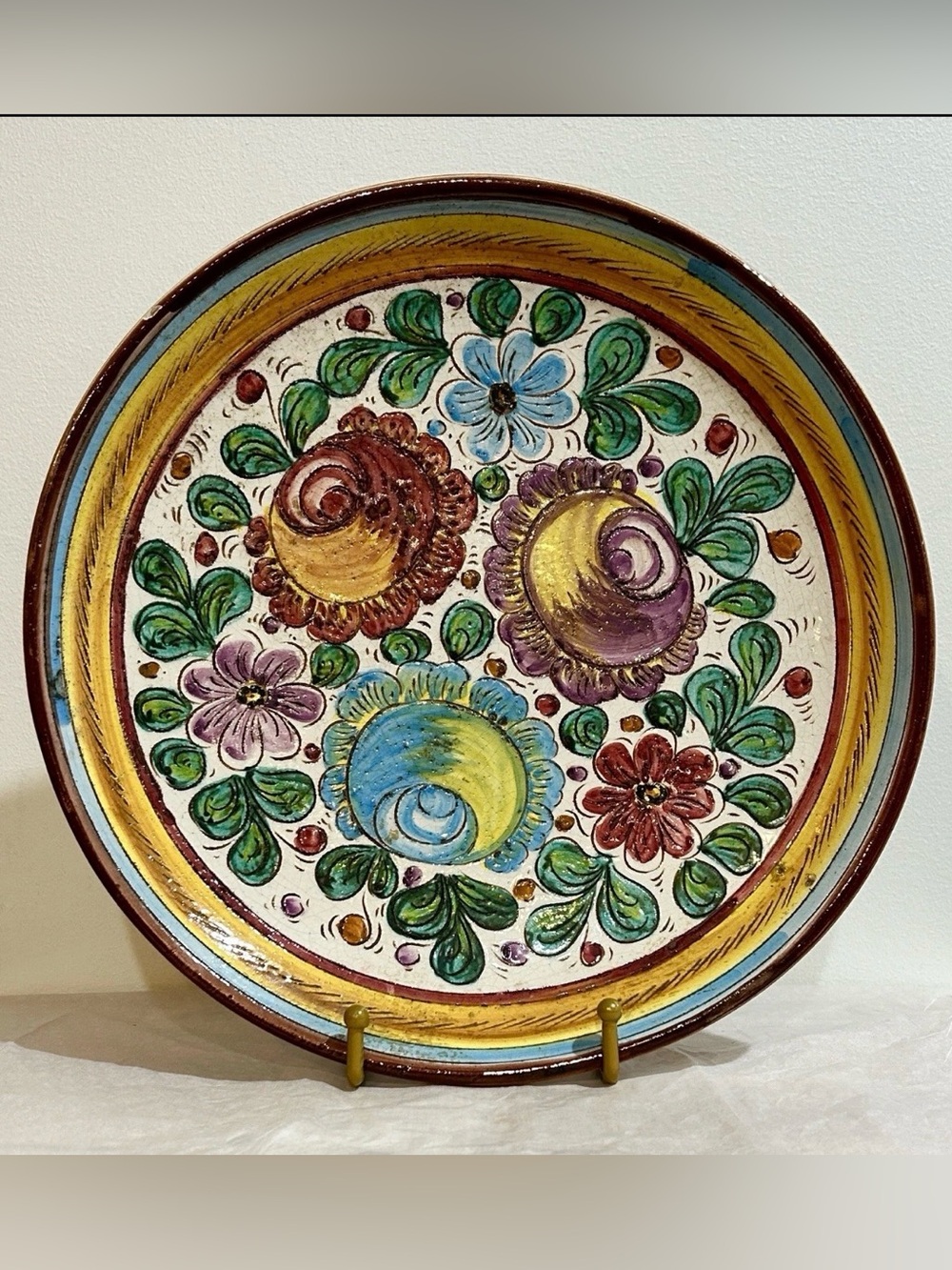 Vtg Signed Alberobello Italy Wall Art Handpainted Folk Art Ceramic Plate 12.25”